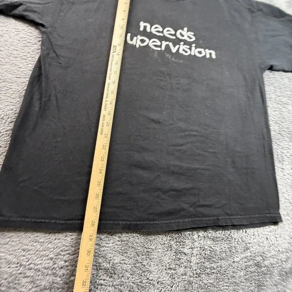 Lee Total Cotton Needs Supervision Vintage Tee Mens XL Black Graphic T-Shirt - Picture 4 of 5